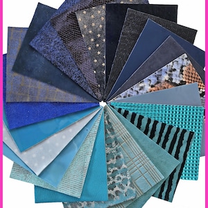 Stock di 12 PEZZI MISTI sui toni dell'azzurro e del blu tinta unita, laminati e stampati, 15 x 12 cm B14453-PZ La Garzarara