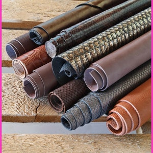 Scampoli di pelle miste, tonalità di MARRONE, TESTA di moro e BRONZO, stampe e fantasie varie 0,500 kg - 0,750 kg - 1 kg - 2 kg   B089/B