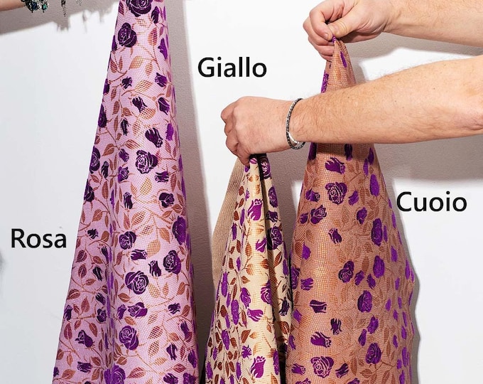 FLORAL printed leather, suede split calfskin with FLOCK flower and copper-colored leaves, soft hides B18983-MT(st)  La Garzarara