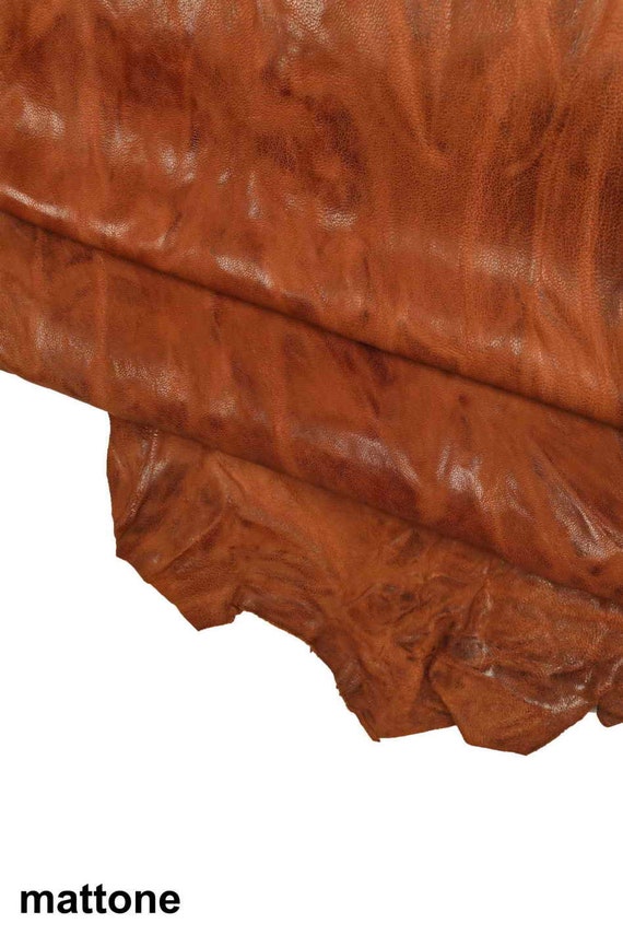 Washed Vegetable Tanned Nappa Sheep Leather Hide, Soft Vintage