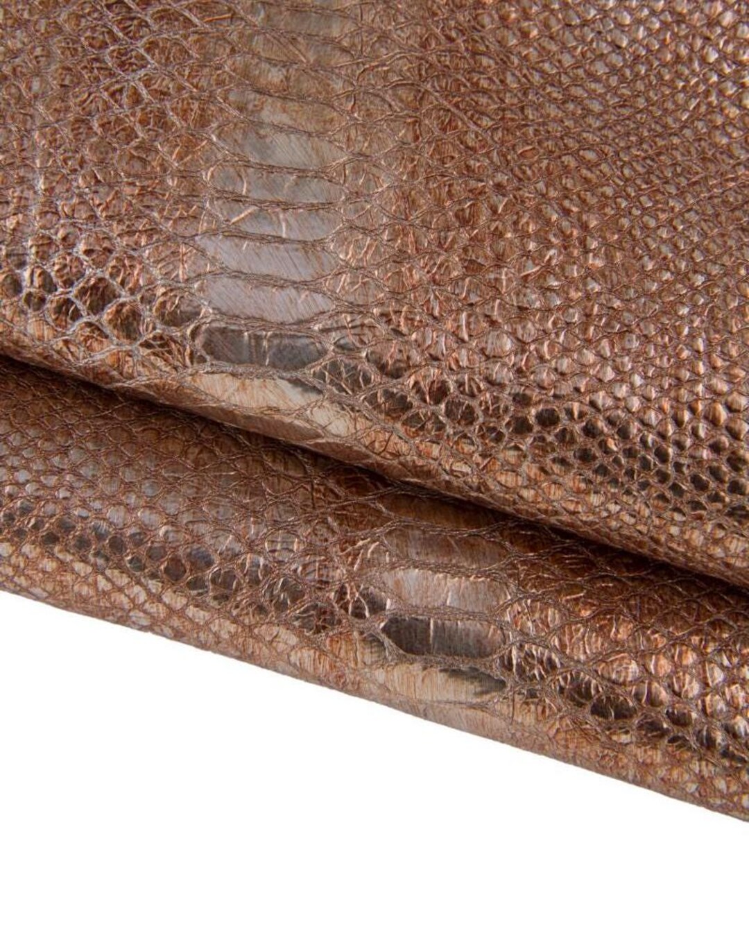 Bronze REPTILE Printed Leather Skin, METALLIC Python Snake Embossed ...