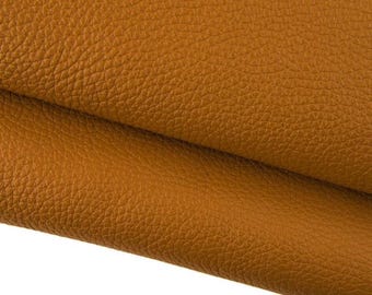 Tan brown calf cowhide leather SKIN hide, pebbled grain semi glossy 1.5–1.7 mm for bags and accessories, B17243-TU La Garzarara