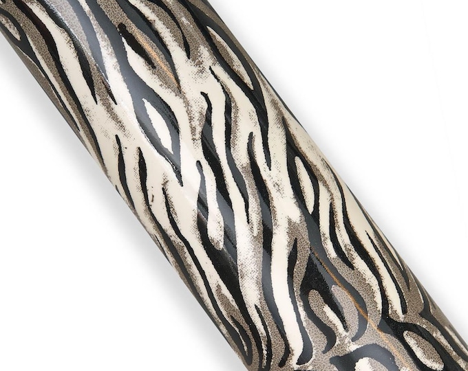 ZEBRA printed PATENT leather hide, black - white - grey animal texture on glossy calfskin, cowhide for diy projects B17955-ST La Garzarara