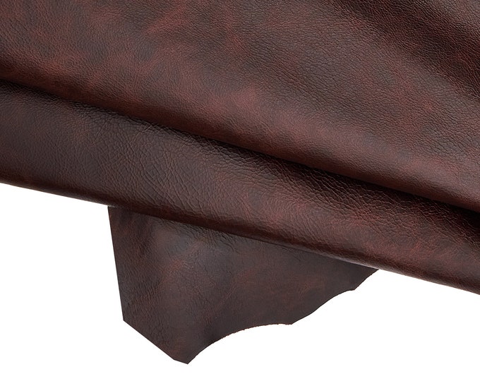 BROWN pull up leather skin, semi glossy wrinkled goatskin, sporty vintage soft hide, 0.7 - 0.9 mm B16508-VT La Garzarara