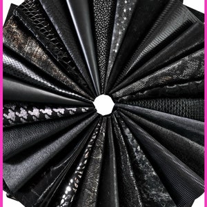 Scampoli di PELLAME NERO, pezzi di pelle pretagliati casuali, laminati, stampati, 25 x 20 cm B14388-PZ La Garzarara