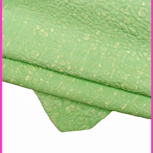 Pelle COCCODRILLO VERDE, capra sportiva verde chiaro, pellame morbido con grana irregolare B15212-ST La Garzarara