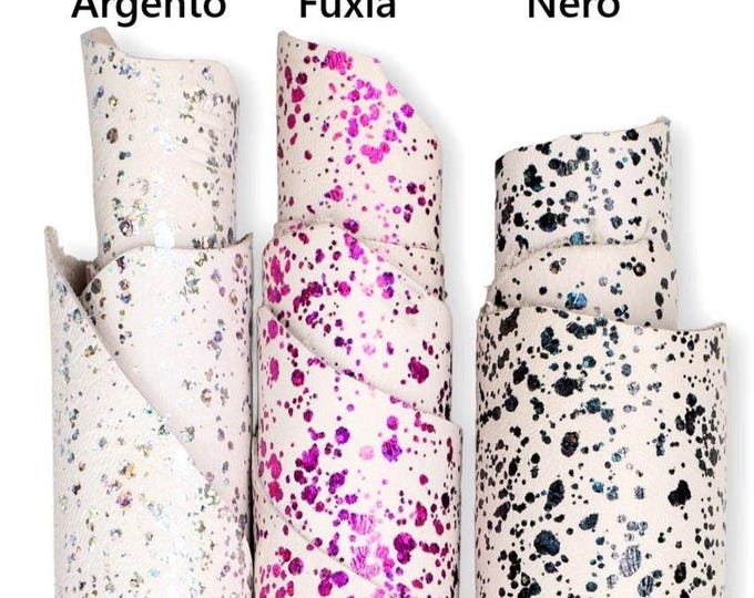 SPLASH GLITTERED metallic sheepskin, iridescent textured skins, soft and bright leather hides for crafters  0.6 - 0.8 mm  B19183-MT(st)