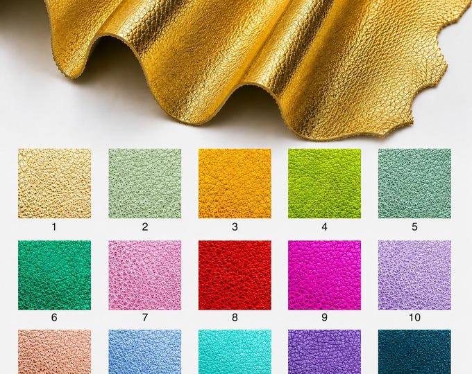 Bright metallic leather hides, colorful pebble goatskins, full hides available, soft laminated skins for DIY projects B19226-MT La Garzarara