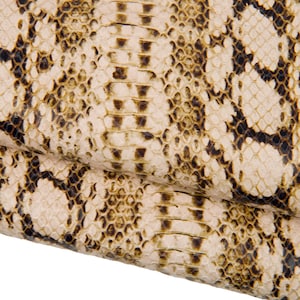 PYTHON textured calfskin leather, glossy SNAKESKIN hide, soft cowhide for diy projects B18013-ST La Garzarara