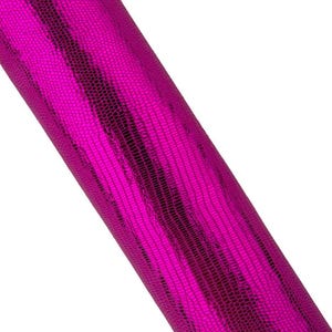 May include: A vibrant magenta fabric featuring a distinct, raised snakeskin-like texture. The material displays a glossy, reflective finish with a repeating scale pattern that runs diagonally across the surface, creating a bold visual effect.