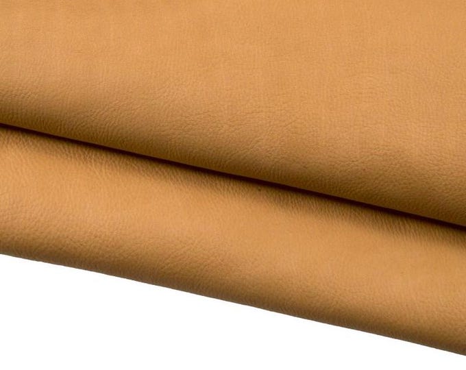 Beige VEGETABLE tan leather hide, light tiny pebble grain calfskin, soft semi glossy cowhide for hobbyists B17104-TU La Garzarara