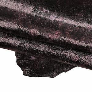 Crackle printed METALLIC leather skin, crackled goatskin abstract texture color spot print on glossy soft hide B15748-MT(ST)