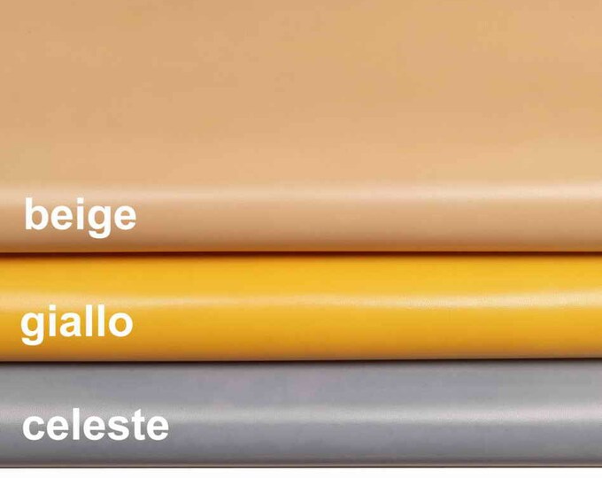 Goatskin leather Beige light blue YELLOW, small genuine talian goat skins  B13763-TU La Garzarara