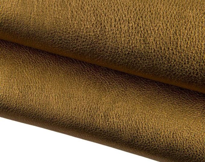 Bronze GRAINY leather skin, old gold METALLIC goatskin, soft hide for crafting B17312-MT La Garzarara
