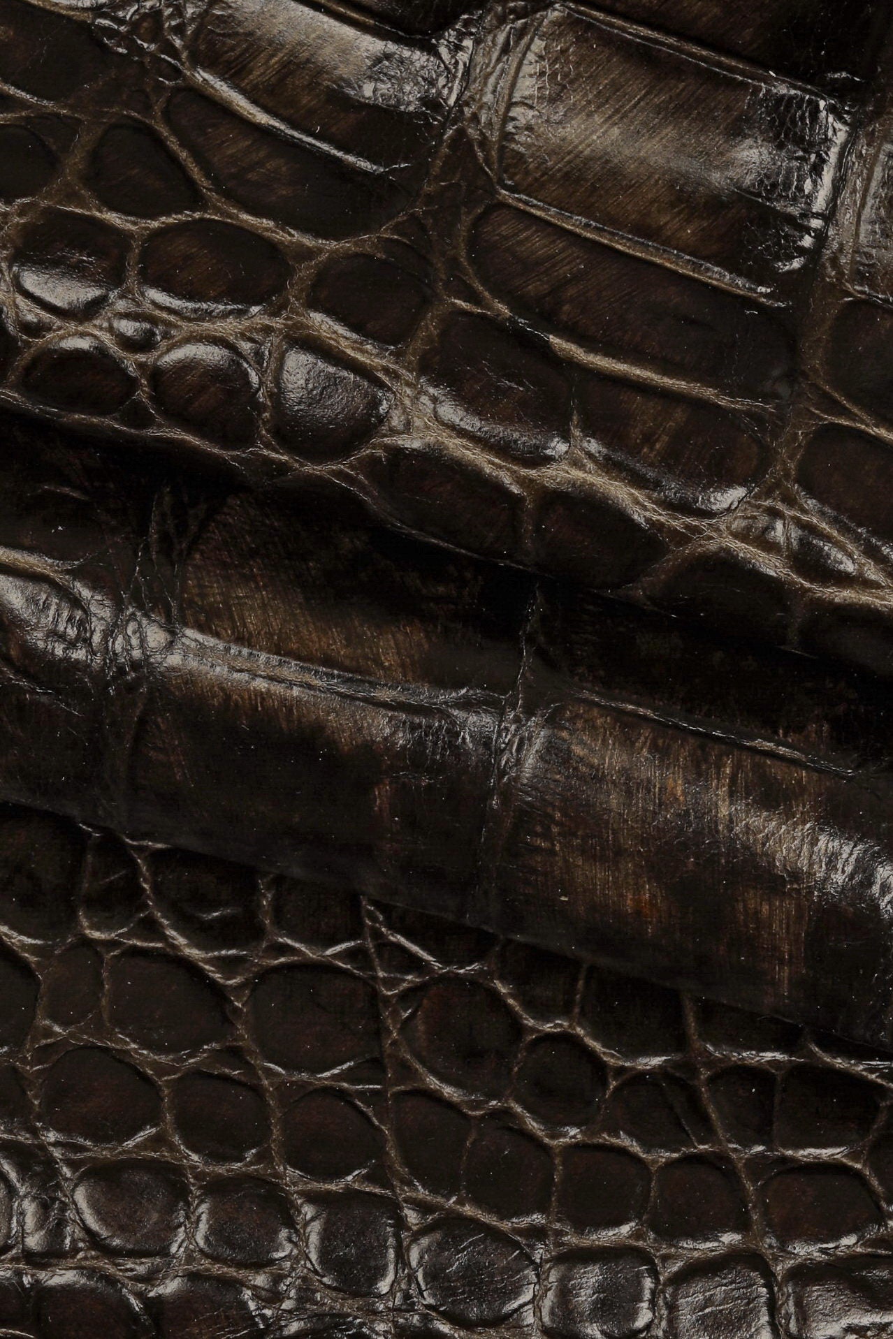 GREY crocodile embossed cowhide, alligator embossed leather hide, animal  print glossy stiff calfskin