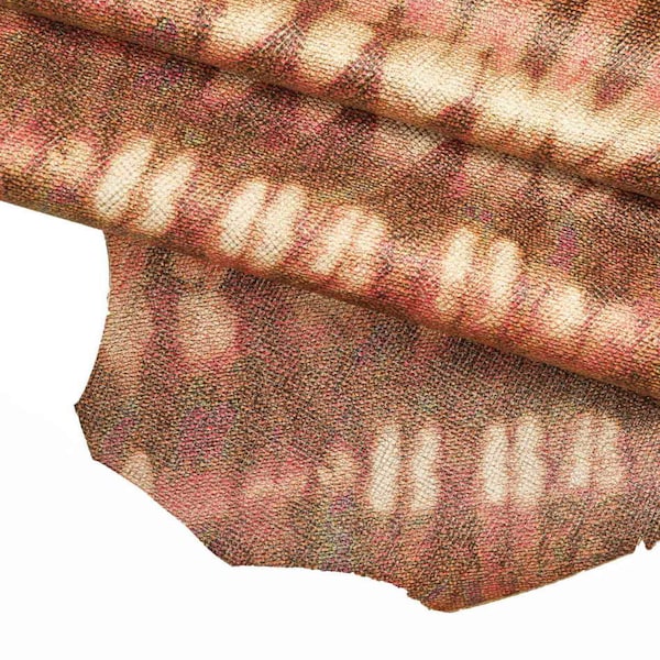 Tie and dye textured leather skins - multicolor glitter goatskin - iridescent textured hide for sewing  B12453-MT(ST) La Garzarara