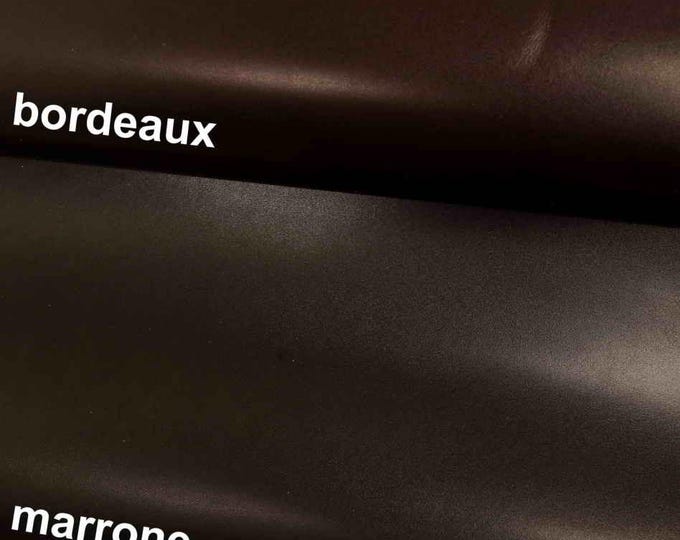 GENUINE smooth calf HIDE, brown burgundy quite shiny calfskin, medium softness, classic italian cow skins for crafting B17580-TU LaGarzarara