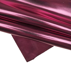 Metallic Leather Hide in Raspberry Pink and Purple - Glossy Calfskin for Crafts B16159-MT La Garzarara