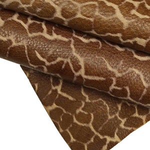 PELLE stampa maculata marrone - vitello con grana cervo stampata astratta giraffa beige  B13808-ST La Garzarara