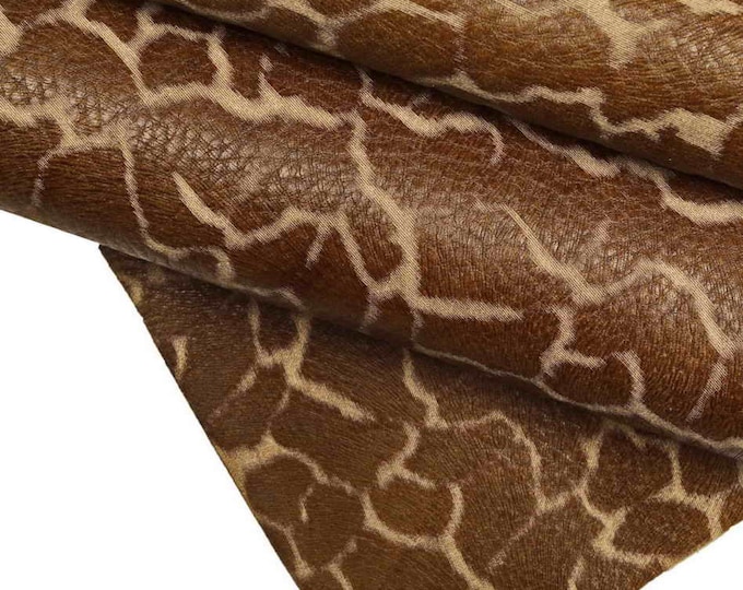 Big Giraffe Print Leather – Textured Pebble Cowhide in Rich Brown Tones   B13808-ST La Garzarara