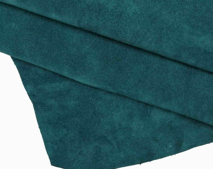 Green Blue cow SUEDE leather hides, green suede textured calf skin B14112-TU La Garzarara