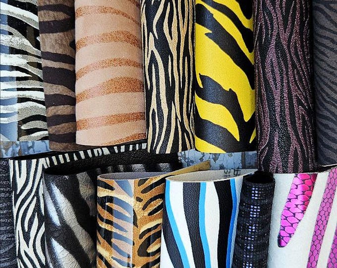 ZEBRA leather Scraps – Exotic  zeb Printed Leather for DIY & Sewing -  animal print offcuts colors random from picture   RT326  La Garzarara