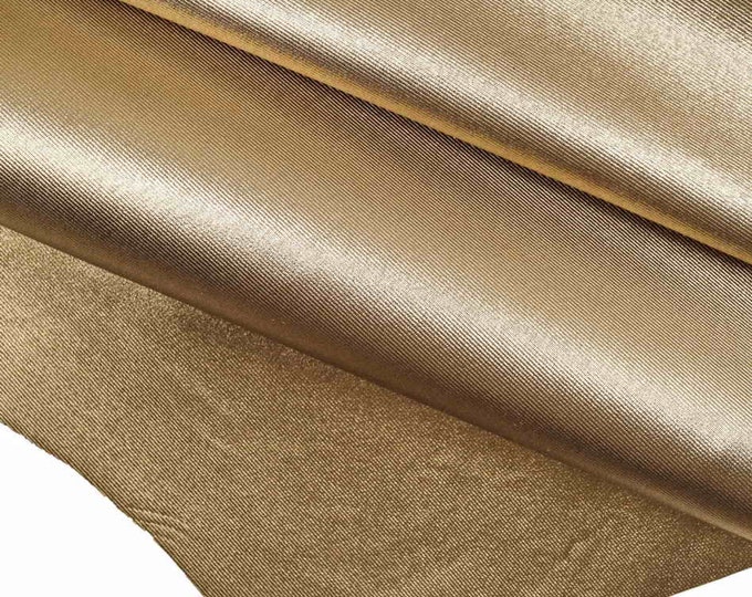 LIGHT GOLD leather hides - metallic goatskins - textured fabric effect skins     B11142-MT(st)  La Garzarara