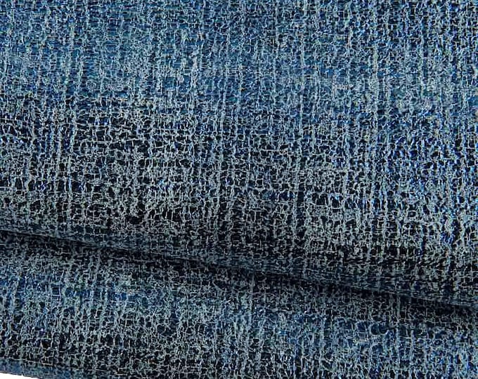 Blue textured leather skin, METALLIC washed goatskin, soft sparkle hide, 1.1 - 1.3 mm for diy projects B18848- MT(st) La Garzarara
