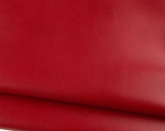 Red SMOOTH leather skin, GLOSSY soft goat kid, thin flat hide for hobbyists B19022-TU La Garzarara
