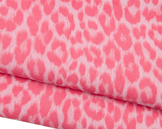 Pink LEOPARD texture on pink suede goatskin, CHEETAH printed skin, soft animal printed skin, ideal for diy projects B18710-ST La Garzarara