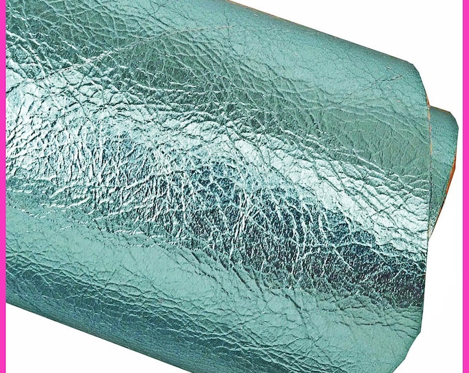 Light blue METALLIC leather skin, skyblue wrinkled goatskin B15904-MT La Garzarara