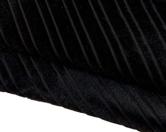 Black STRIPED hair on leather hide, pony calfskin with stripes print, luxurious cowhide fot crafting and diy projects B17052-TB La Garzarara