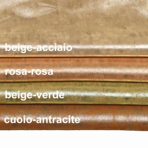 CAMOSCIO su capra LAMINATO, pelle laminata beige, rosa, verde, cuoio, pellame effetto vintage simil tie dye B13935-MT La Garzarara