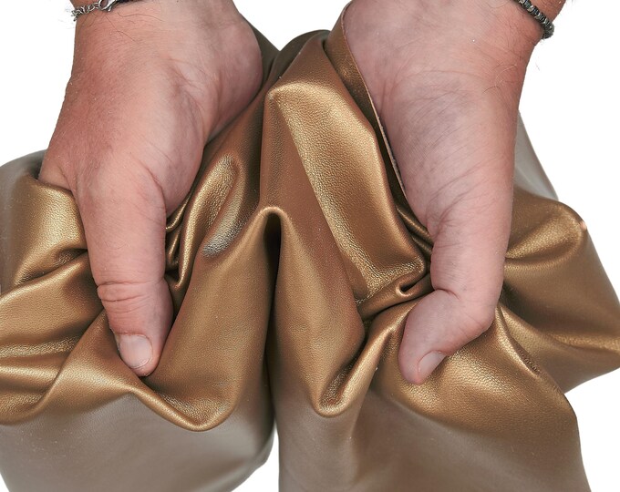 GOLD metallic NAPPA leather skin, smooth soft lambskin, golden sheepskin for hobbyists, 0.6 - 0.7 mm B18269-MT La Garzarara