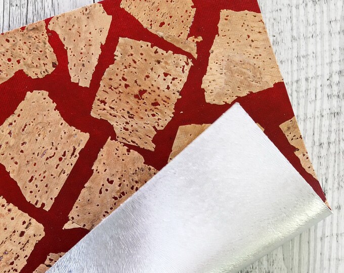 Precut Cork Leather Sheets | Printed & Textured Cork with Solid Leather Backing | DIY Craft Supplies B954 La Garzarara