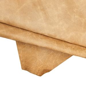 Pelle di canguro effetto sportivo camel GIALLO verdastro, pellame effetto stropicciato morbida e sottile 0.5 - 0.7 mm B16535-VT La Garzarara