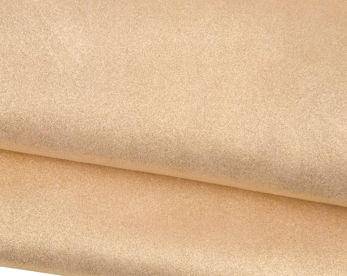 GOLD METALLLIC leather hide, glittered soft cowhide, bright sparkle calfskin for diy projects B18585-MT La Garzarara