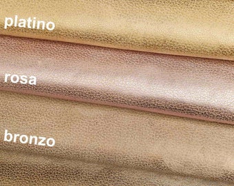 Metallic leather skin for sewing - pebble grained grainy hide sky fuchsia pink gunmetal goatskin  B12449-MT(st)La Garzarara