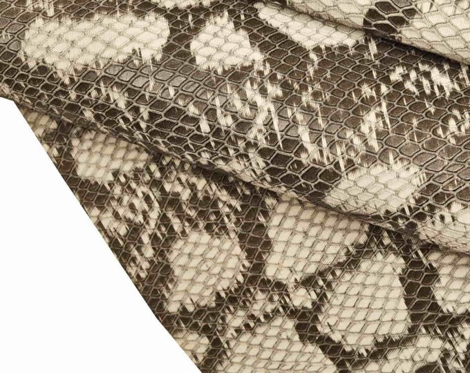 Limited Python leather hides, - beige taupe abstract snakeskin embossed cow leather  B13698-ST La Garzarara
