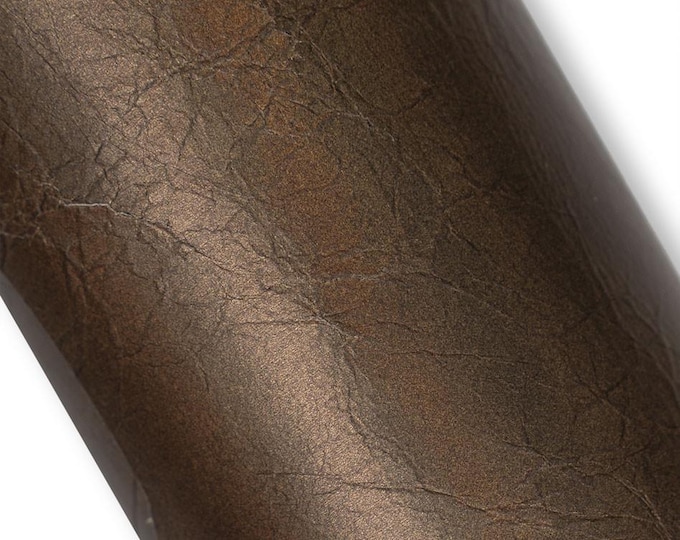 Bronze iridescent METALLIC leather skin, smooth bright goatskin, slightly WRINKLED, glossy hide for hobbyists B19586-MT La Garzarara