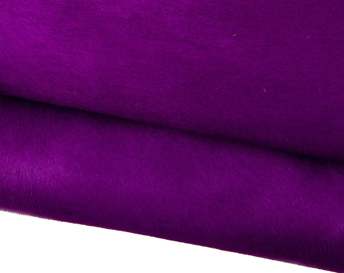 Purple HAIR on leather hide, solid color PONY calfskin, luxurious soft cowhide for crafters B18381-CV La Garzarara