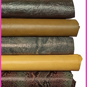 Mixed Leather Set - 5 Distinct Hides in desert tan Palette - Includes Smooth, Python, and Embossed Leather skins  B15817-ST La Garzarara