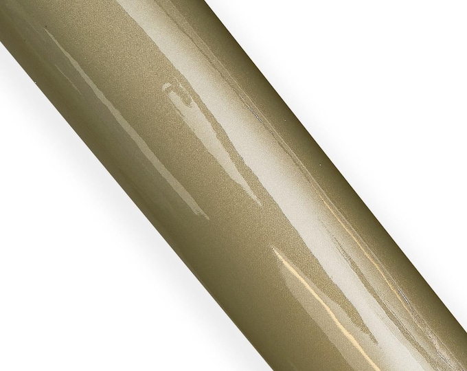 Greenish beige PATENT leather hide, glossy smooth cowhide, PEARLIZED elegant calfskin B17928-TU La Garzarara