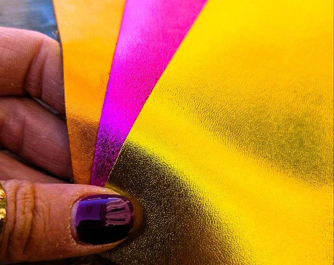 3 Selected leather scraps, BRIGHT tones, ,mix selection leather pieces as per pictures, very soft 8x10" / 20x25 cm   RT315  La Garzarara