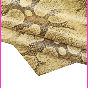 Exotic Reptile-Print Leather Hide in Beige & Gold - Perfect for Bold Crafts B15502-MT(ST)