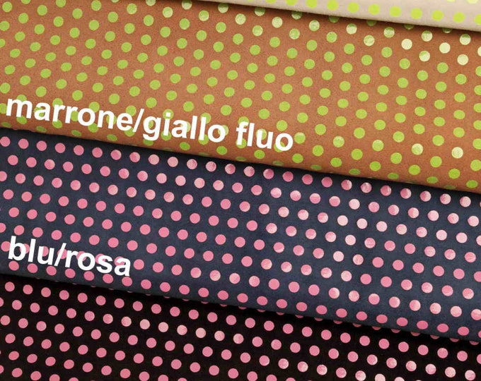 Multicolor POLKA DOTS printed suede leather hides - colorful printed velour cowhide soft genuine skins  B13339-ST La Garzarara