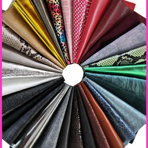 30 Scampoli di pelle casuali, stampati, tinta unita, laminati, pezzi pretagliati pellami selezionati, assortimento MIX, 25x20 cm   B14365-PZ