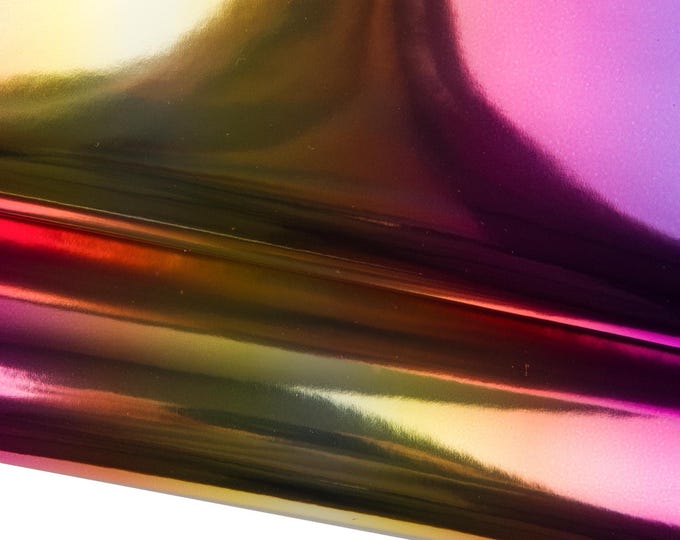 Multicolor MIRROR irisdescent calfskin metallic, HOLOGRAPHIC shiny leather hide, STIFF B18625-mt(st)  La Garzarara