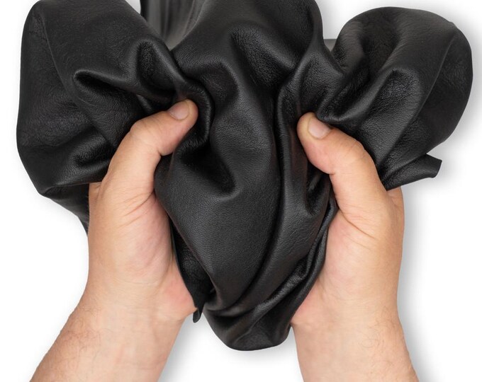 Black Matte Lambskin Leather Skin, Soft Italian Garment Leather, Luxury Lamb Leather Skin, B18793-TB La Garzarara