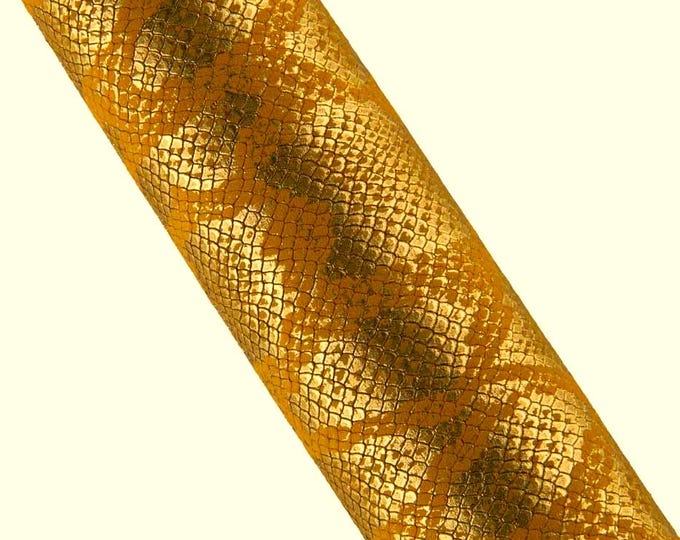 Gold Snakeskin leather, SNAKE printed soft skin, golden python leather for hobbyists, soft snake on goat B19280-MT(st) La Garzarara